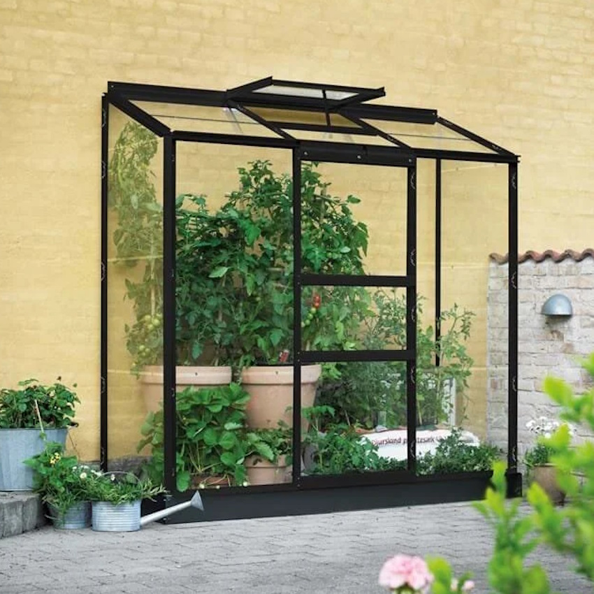 Halls Wall Garden Greenhouse - 26 - 2ft x 6ft - Horticultural - Black