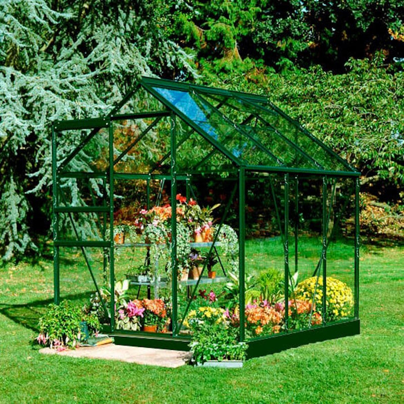 Halls Popular Greenhouse - Green - Toughened - 66 - 6ft x 6ft