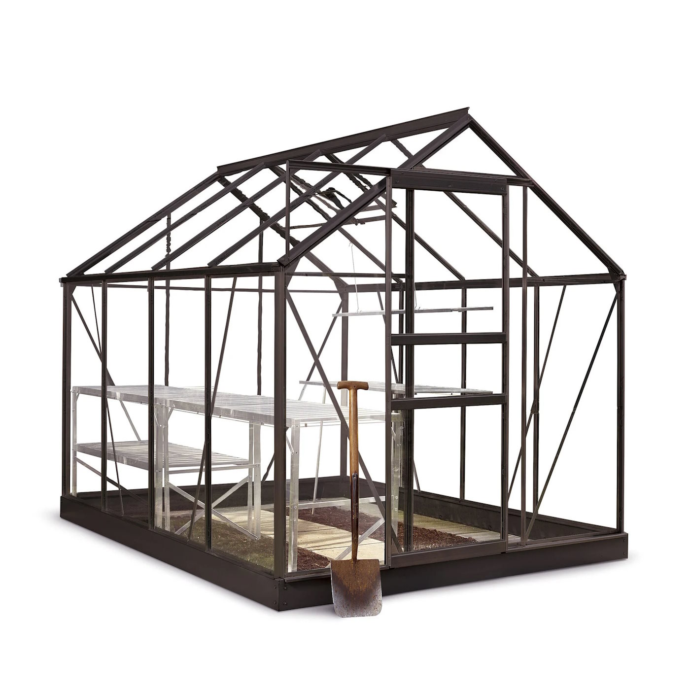 Halls Popular Greenhouse - Black - Toughened - 68 - 6ft x 8ft