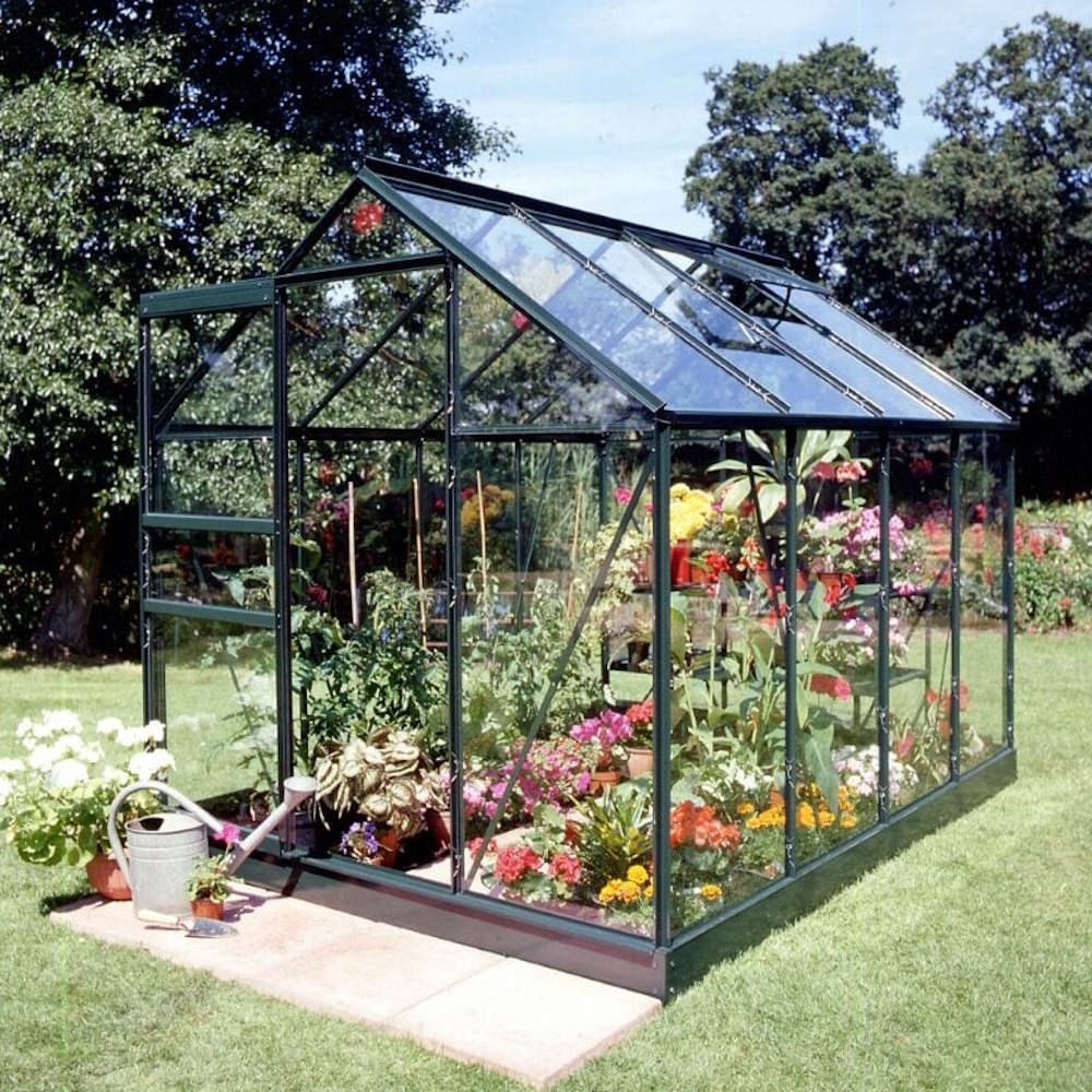 Halls Popular Greenhouse - Green - Toughened - 68 - 6ft x 8ft