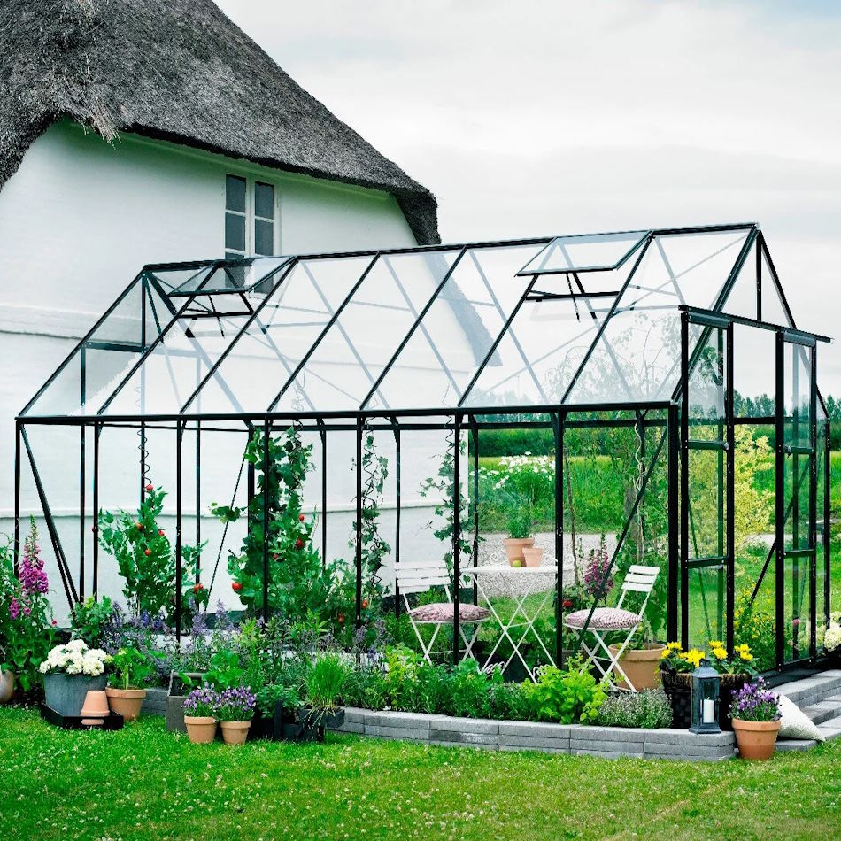 Halls Magnum Greenhouse - Green - 814 - 8ft x 14ft - Toughened