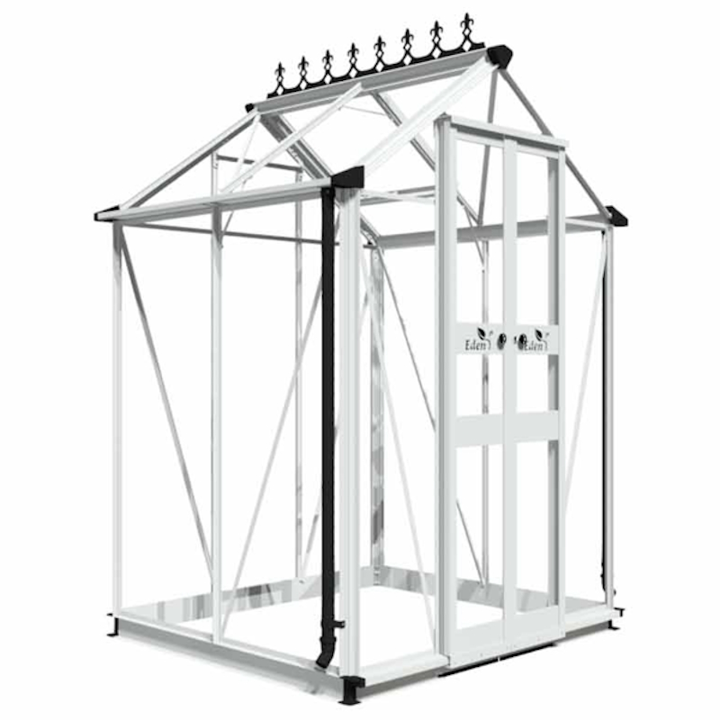 Halls Birdlip Greenhouse - 44 - 4ft x 4ft - Toughened - Silver