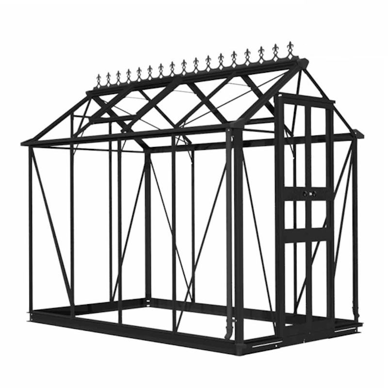 Halls Birdlip Greenhouse - 48 - 4ft x 8ft - Toughened - Black