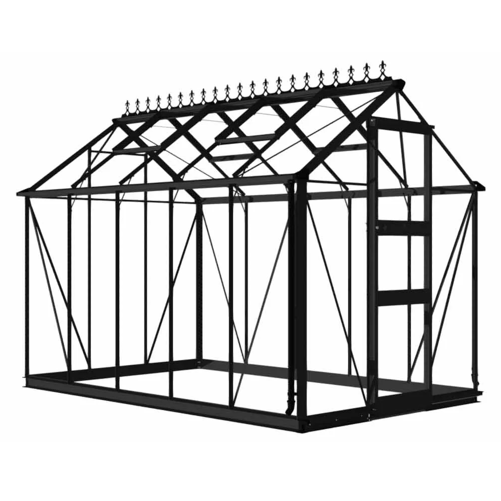Halls Cotswold Burford Greenhouse - 610 - 6ft x 10ft - Toughened - Black