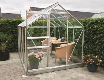Halls Popular Galvanised 8ft x 6ft Greenhouse with Base - Toughened Safety Glass