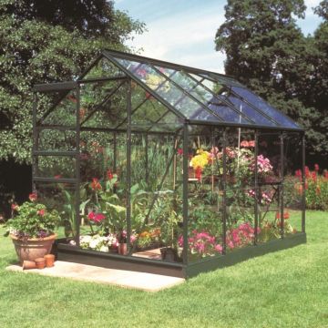 Halls Popular Green 6ft x 8ft Greenhouse with Base - Horticultural Glass 