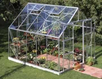 Halls Magnum Aluminium 8ft x 10ft Greenhouse with Base - Horticultural Glass 
