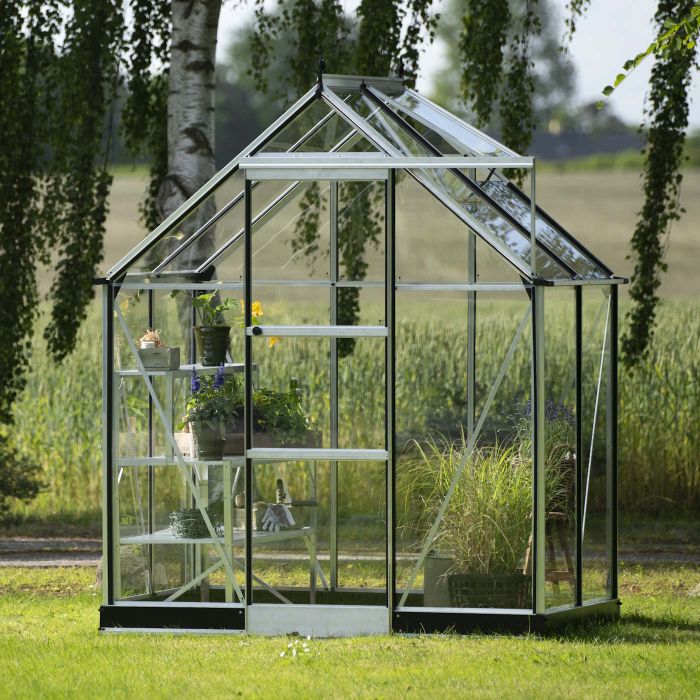 Halls ICON 6 Greenhouse - 2.5m² - 6ft x 4ft - Toughened - Silver main product photo