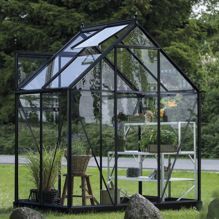 Halls ICON 6 Greenhouse - 2.5m² - 6ft x 4ft - Toughened - Black main product photo
