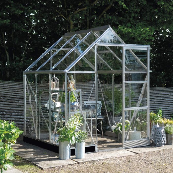 Halls ICON 6 Greenhouse - 3.7m² - 6ft x 6ft - Toughened - Silver main product photo