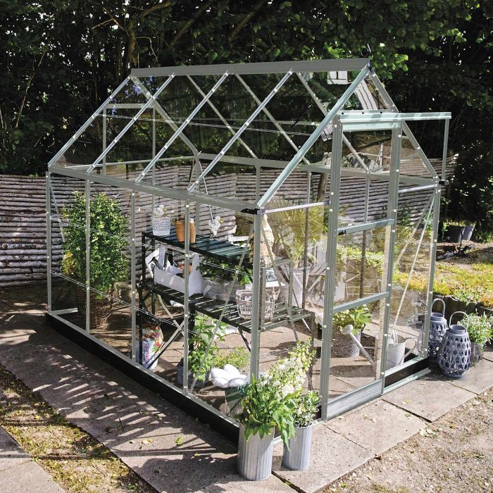 Halls ICON 6 Greenhouse - 4.9m² - 6ft x 8ft - Horticultural - Silver main product photo