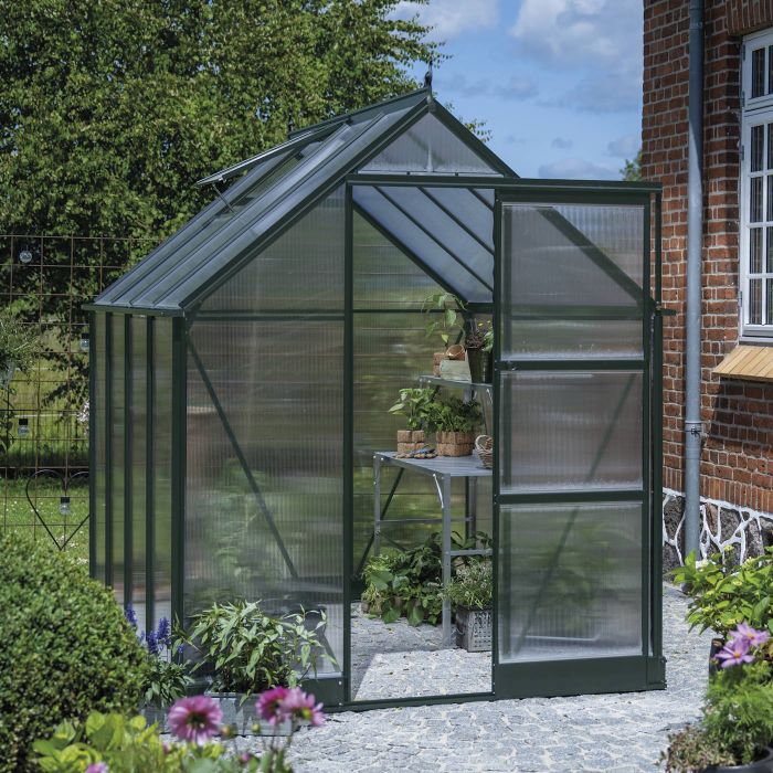 Halls ICON 6 Greenhouse - 4.9m² - 6ft x 8ft - Polycarbonate - Green main product photo