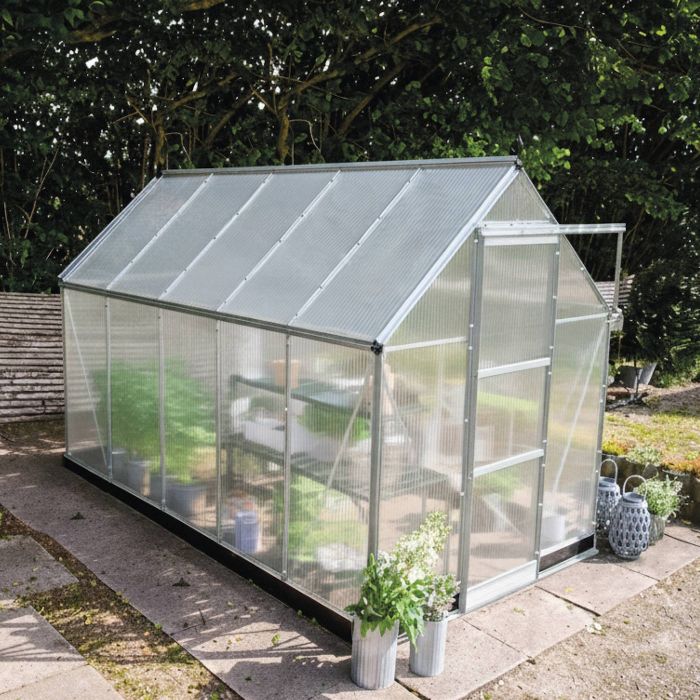 Halls ICON 6 Greenhouse - 6.1m² - 6ft x 10ft - Polycarbonate - Silver main product photo