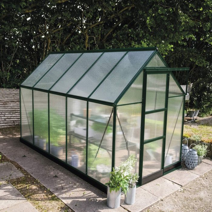 Halls ICON 6 Greenhouse - 6.1m² - 6ft x 10ft - Polycarbonate - Green main product photo