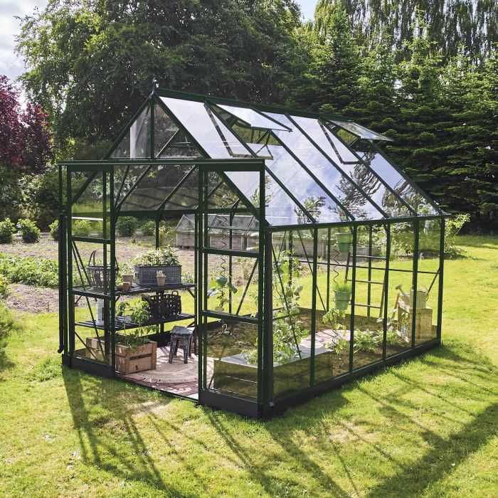 Halls ICON 8 Greenhouse - 8.1m² - 8ft x 10ft - Toughened - Green main product photo