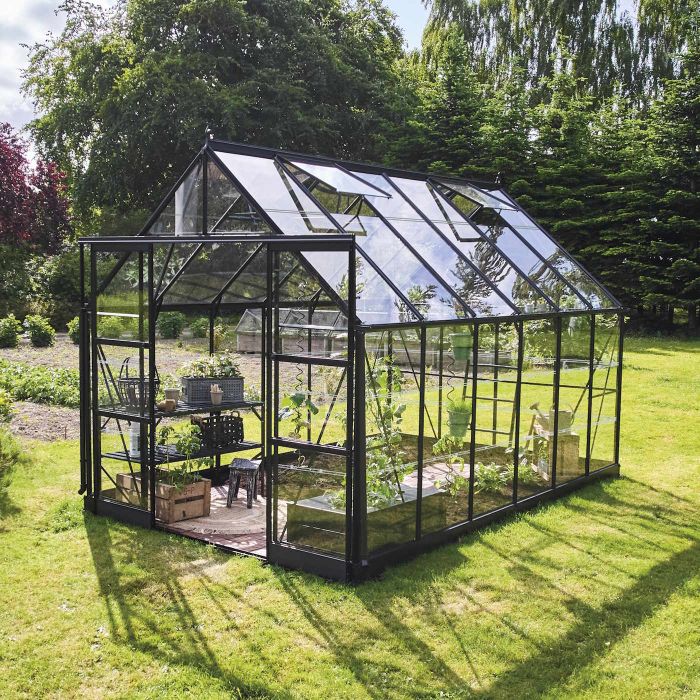 Halls ICON 8 Greenhouse - 9.7m² - 8ft x 12ft - Horticultural - Black main product photo
