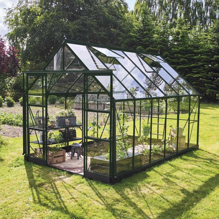 Halls ICON 8 Greenhouse - 9.7m² - 8ft x 12ft - Toughened - Green main product photo