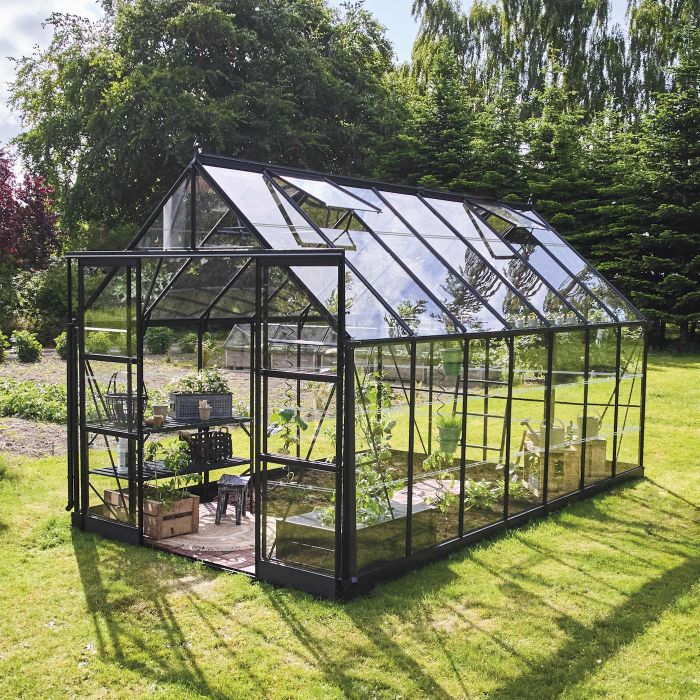 Halls ICON 8 Greenhouse - 11.2m² - 8ft x 14ft - Horticultural - Black main product photo