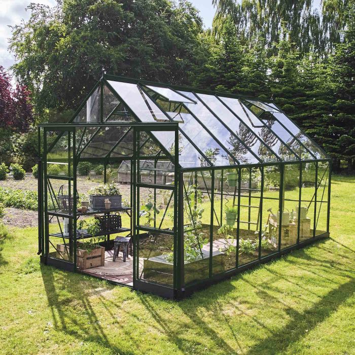 Halls ICON 8 Greenhouse - 11.2m² - 8ft x 14ft - Toughened - Green main product photo
