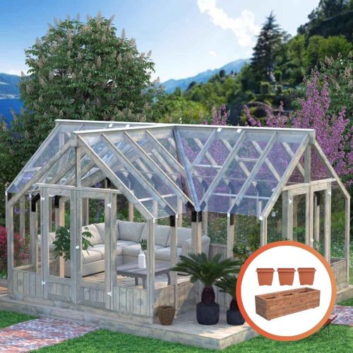 Heritage T-Shape Wooden Greenhouse 19.1m (14ft x 18ft)