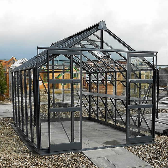Titan 10'5 x 8'5 - In Milled Silver with Toughened Safety Glass and Graphite Barcapping