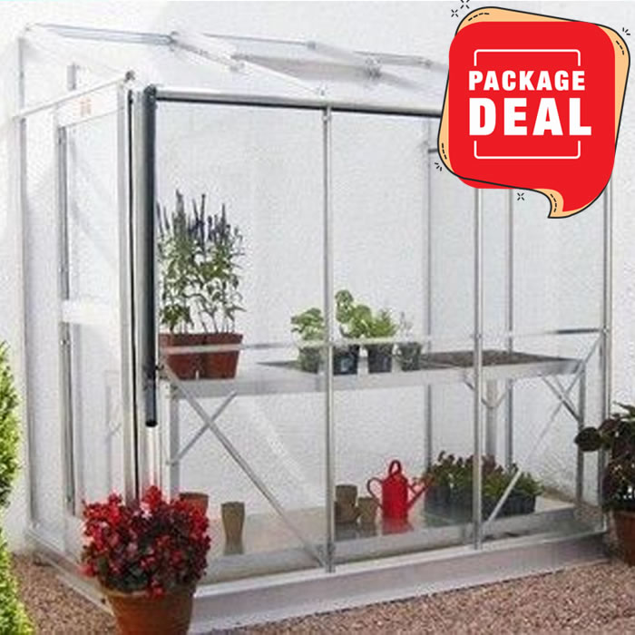 Elite Windsor 4' 4” Wide 'Low Ridge' Lean-to Package Greenhouse