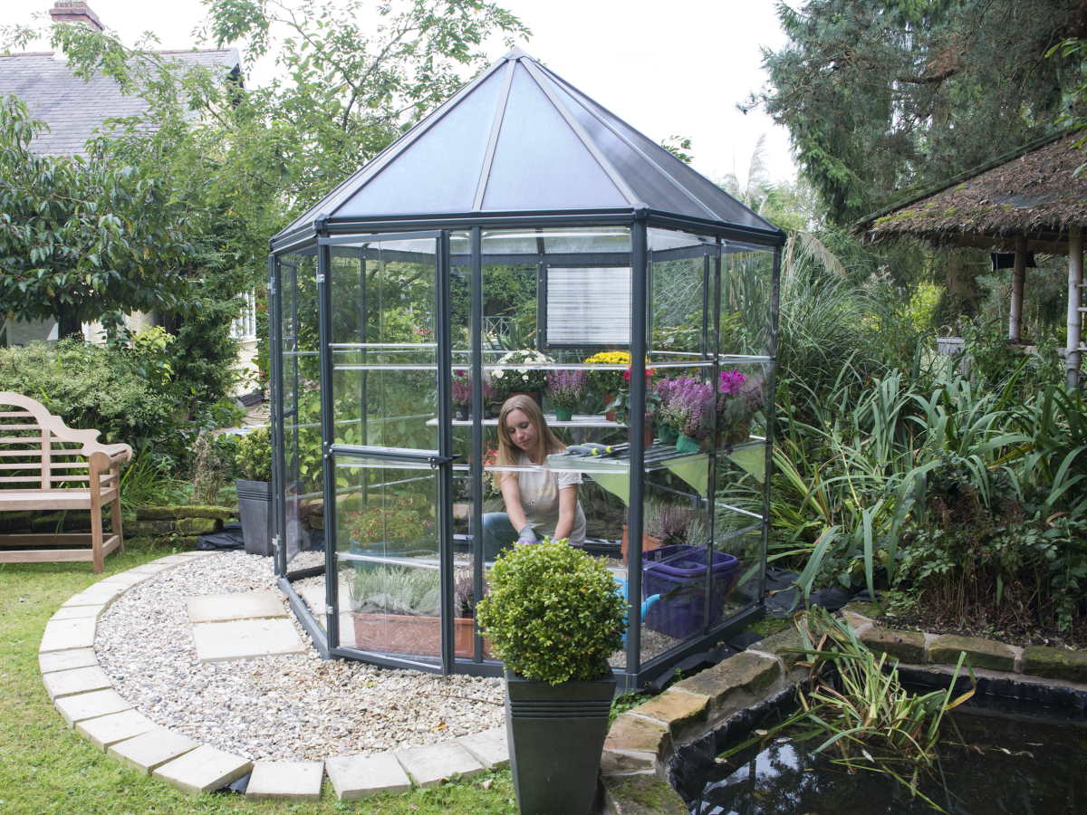 8ft Oasis Hexagonal  Greenhouse - Grey (Canopia by Palram)
