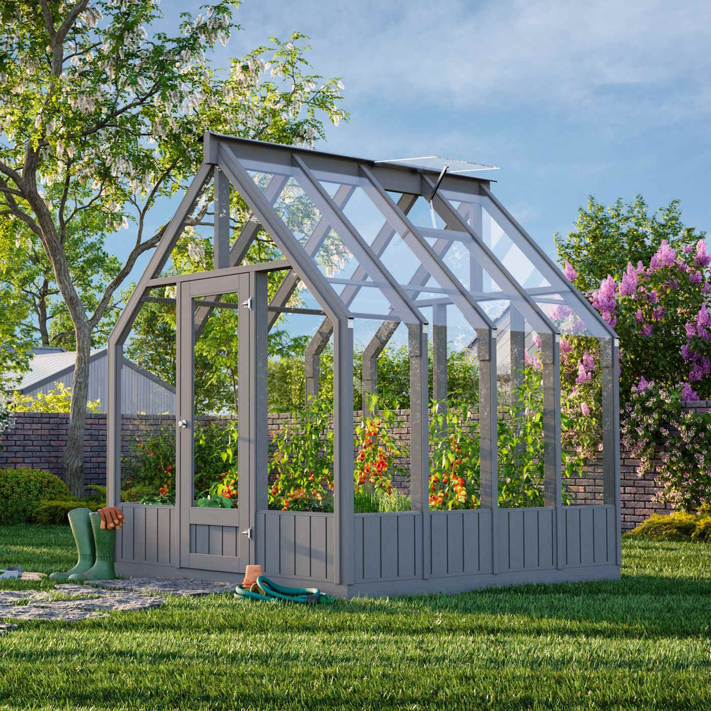 Heritage Emilia 5.4m Wooden Greenhouse (8ft x 8ft) - Basalt Grey