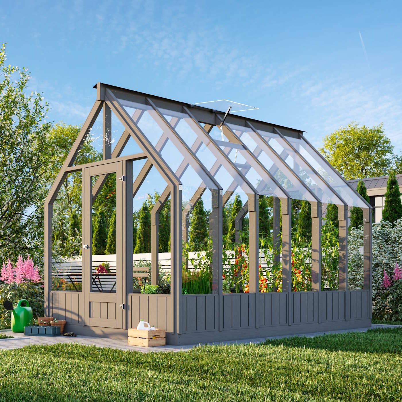 Heritage Emilia 8.2m Wooden Greenhouse (8ft x 12ft) - Basalt Grey