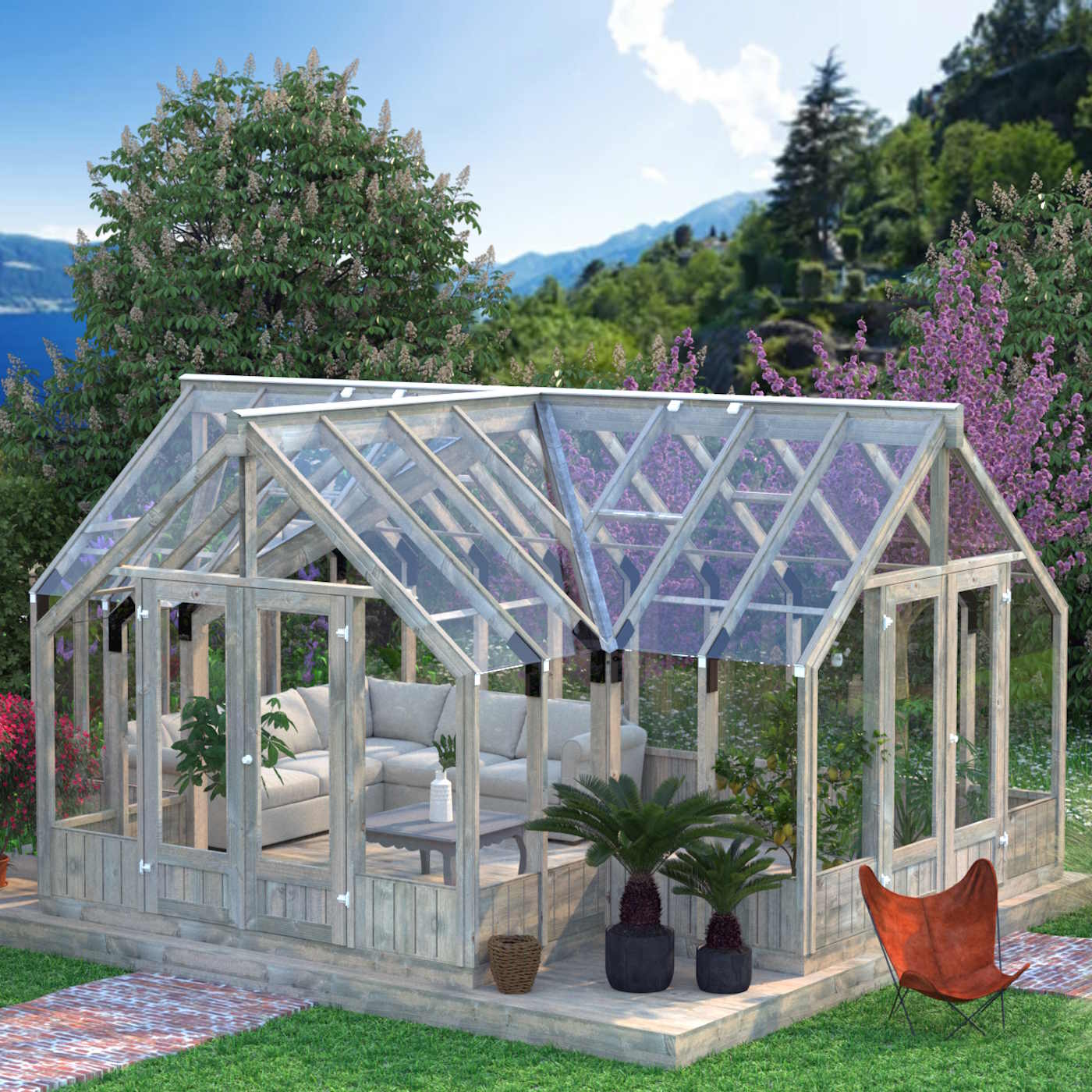 Heritage Emilia T-Shape Wooden Greenhouse 19.1m (14ft x 18ft)